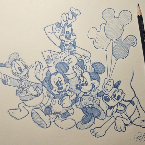 Disney World Parks Disneyland Mickey Minnie Goofy Donald Pluto Drawing/sketch - Picture 7 of 7